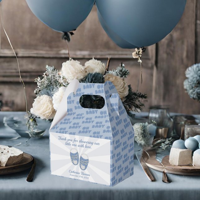 Oh Baby | Kinderschuhe Dusty Blue Boy Baby Shower Geschenkschachtel (Von Creator hochgeladen)