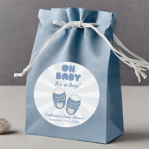 Oh Baby   Kinderschuhe Dusty Blue Boy Baby Shower Runder Aufkleber