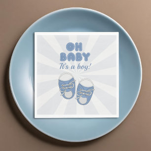 Oh Baby   Kinderschuhe Dusty Blue Boy Baby Shower Serviette