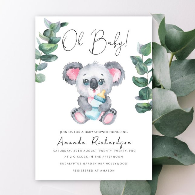 Oh, Baby! Koala Bear Baby Dusche Einladung (Von Creator hochgeladen)