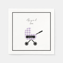 Oh Baby Lavender Gingham Pram Baby Dusche Napkins Serviette
