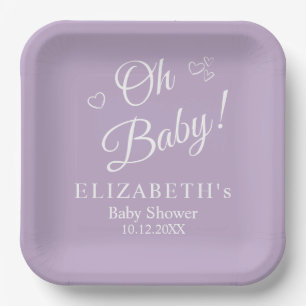 "Oh Baby" Lavender Moderne Minimalistische Babydus Pappteller