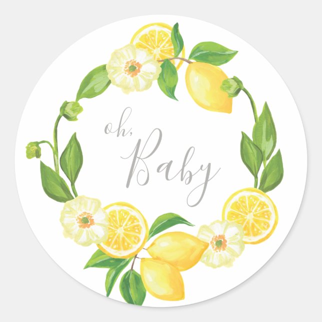 oh Baby Lemon Floral Baby Danke für den Aufkleber (Vorderseite)