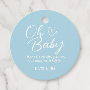 Oh Baby Light Blue Baby Dusche Danke Nachricht Geschenkanhänger