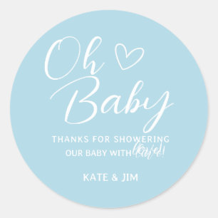 Oh Baby Light Blue Baby Dusche Danke Runder Aufkleber