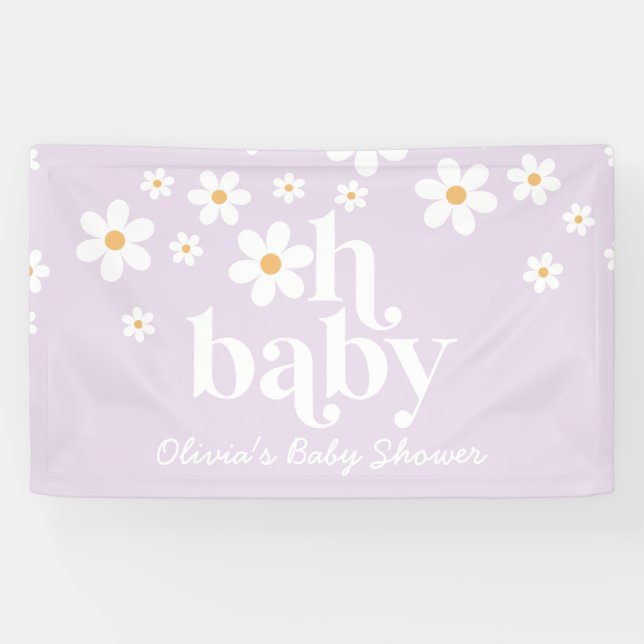 Oh Baby Lilac Daisy Boho Duschbanner Banner (Horizontal)