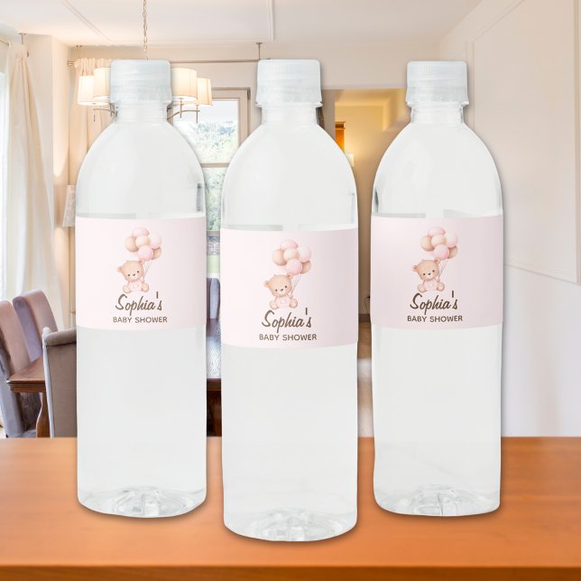 Oh Baby Lindo Elefante Acuarela Azul Baby Shower Wasserflaschenetikett (Von Creator hochgeladen)