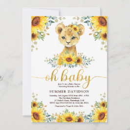 Oh Baby Lion Cub Sonnenblume Grünpflanzen Babydusc Einladung