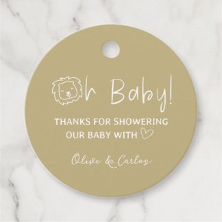 Oh Baby Lion und Herz Danke, Baby Dusche Geschenkanhänger