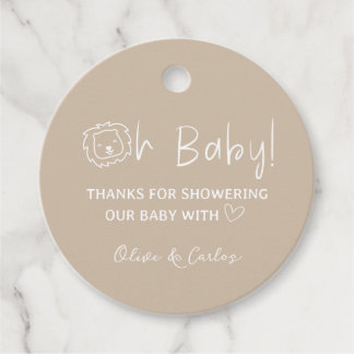 Oh Baby Lion und Herz Danke, Baby Dusche Geschenkanhänger