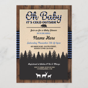 Oh Baby Lumberjack Blue Baby Shower Boy Einladung