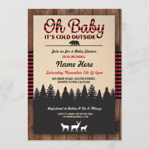Oh Baby Lumberjack Red Baby Shower Boy Einladung