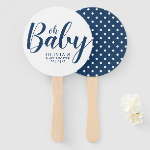 Oh Baby - Marine-Blau-Tupfen-Babyparty Fächer