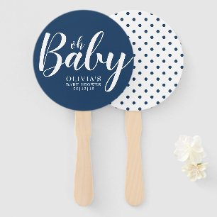 Oh Baby - Marine-Blau-Tupfen-Babyparty Fächer