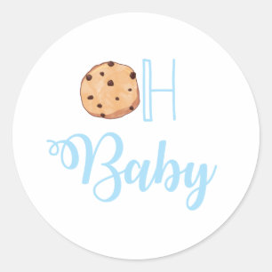Oh Baby Milk and Cookies blaue Babyparty Runder Aufkleber