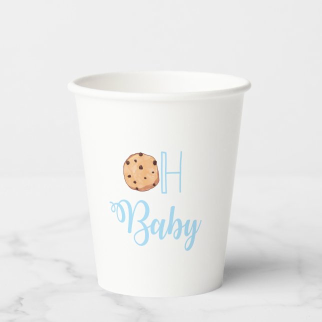 Oh Baby Milk and Cookies Blue Baby Shower Pappbecher (Vorderseite)