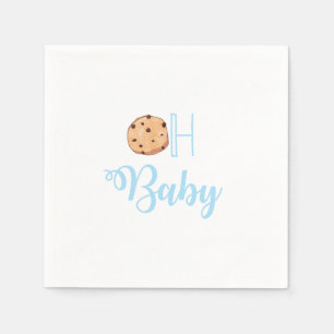 Oh Baby Milk and Cookies Blue Baby Shower Serviette