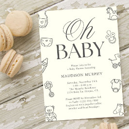 Oh Baby Minimal Gender Neutral Baby Shower Einladung