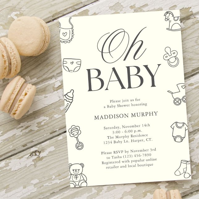 Oh Baby Minimal Gender Neutral Baby Shower Einladung (Von Creator hochgeladen)