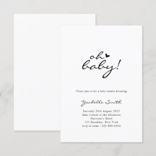Oh, Baby! Minimal Heart Script Baby Dusche Einladung