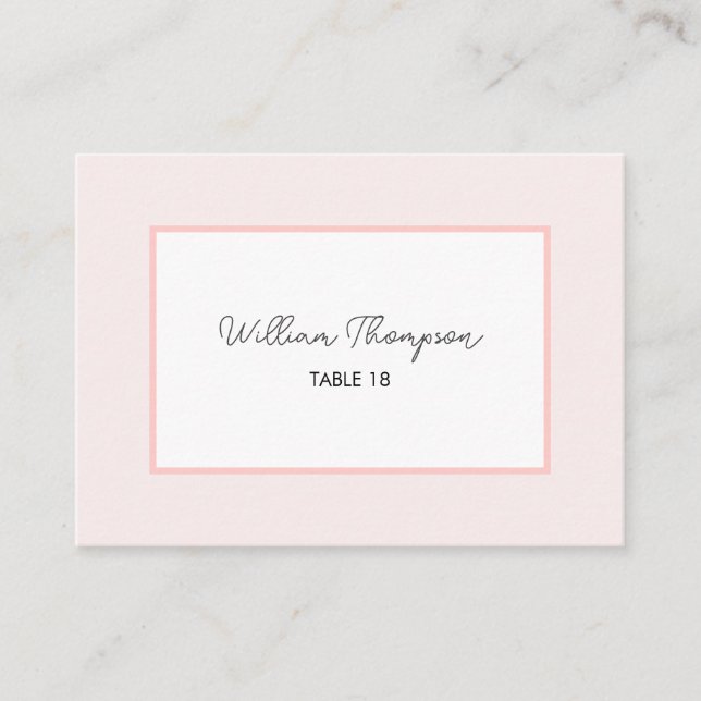 Oh Baby Minimal Pink Script Baby Shower Place Card Platzkarte (Vorderseite)