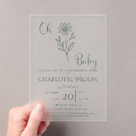 Oh Baby Minimalist Wildflower Baby Shower Acryleinladungen