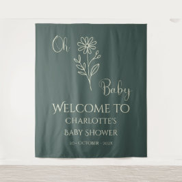Oh Baby Minimalist Wildflower Baby Shower Backdrop Wandteppich