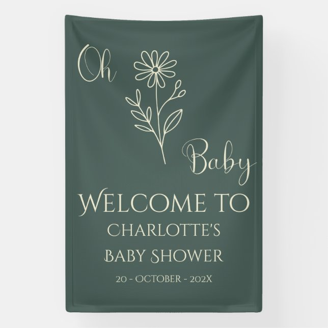 Oh Baby Minimalist Wildflower Baby Shower Banner (Vertikal)