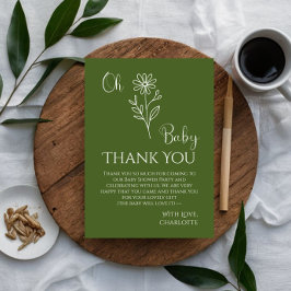 Oh Baby Minimalist Wildflower Baby Shower Dankeskarte