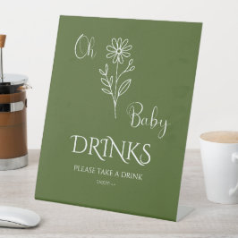Oh Baby Minimalist Wildflower Baby Shower Drinks Sockelschild