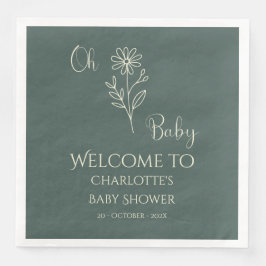 Oh Baby Minimalist Wildflower Baby Shower Serviette