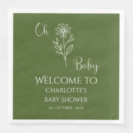 Oh Baby Minimalist Wildflower Baby Shower Serviette