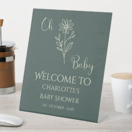 Oh Baby Minimalist Wildflower Baby Shower Welcome Sockelschild
