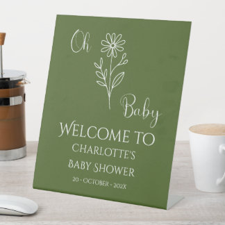 Oh Baby Minimalist Wildflower Baby Shower Willkomm Sockelschild