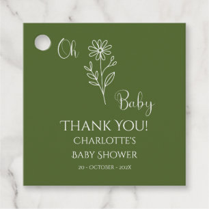 Oh Baby Minimalist Wildflower Babyparty Geschenkanhänger