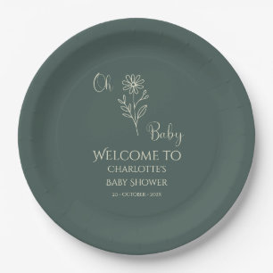 Oh Baby Minimalist Wildflower Babyparty Pappteller