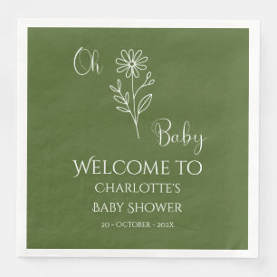 Oh Baby Minimalist Wildflower Babyparty Serviette