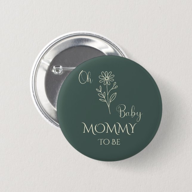Oh Baby Minimalist Wildflower werdende Mutter Button (Vorne & Hinten)