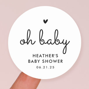 Oh Baby Minimalistisch Baby Dusche Gefallen Runder Aufkleber