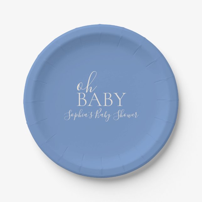 Oh Baby Minimalistisch Baby Dusche Pappteller (Vorderseite)