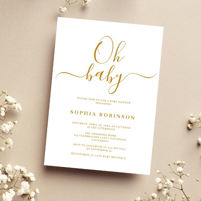 Oh Baby Minimalistisch Baby Shower Einladung (Von Creator hochgeladen)