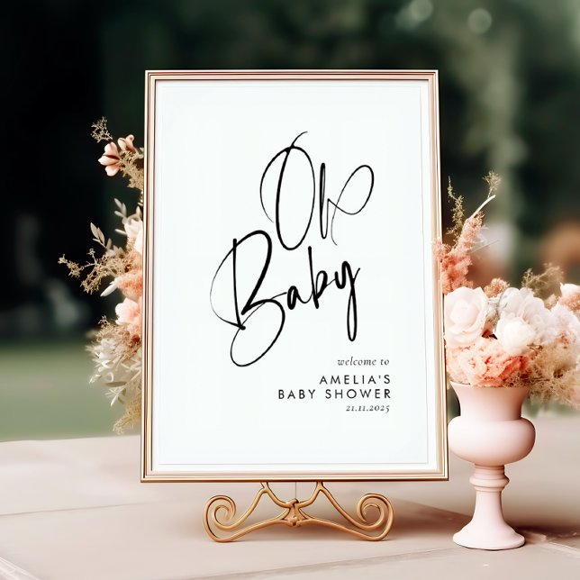 Oh Baby Minimalistisch Elegant Handgeschriebenes S Poster (Von Creator hochgeladen)