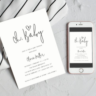 Oh Baby Minimalistisch Gender Neutral Baby Dusche Einladung