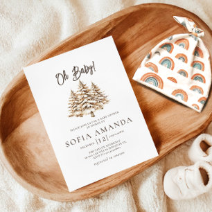 Oh Baby Minimalistisch Pine Trees Winter Baby Dusc Einladung