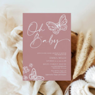 Oh Baby Minimalistisch Pink Baby Dusche Einladung