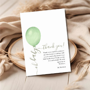 Oh Baby Minimalistisch Sage Green Balloon Babydusc Dankeskarte