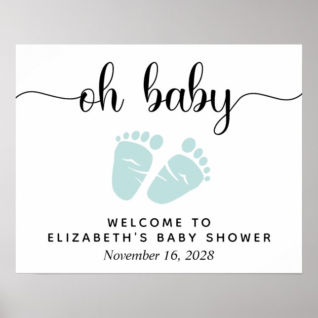 Oh Baby Mint Feet Babydusche Begrüßungszeichen Poster (Vorne)