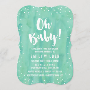 Oh Baby Mint Green Watercolor Babydusche Einladung