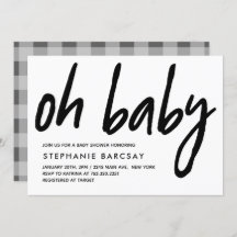 Oh Baby Modern Baby Shower Gray Gingham