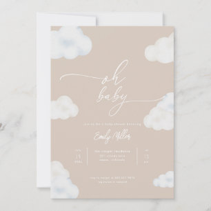 Oh Baby Modern Beige Cloud Baby Dusche Einladung